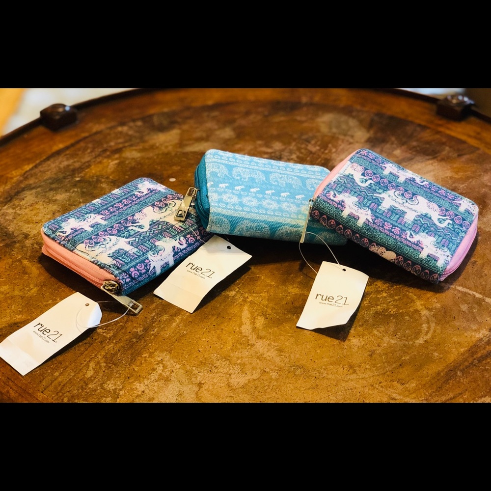 Set of 3 Elephant Print Wallets